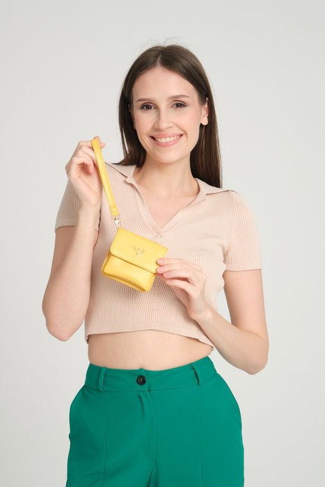 Zoozie Bags Cartera para Mujer Mini Best Amarilla Piel PU